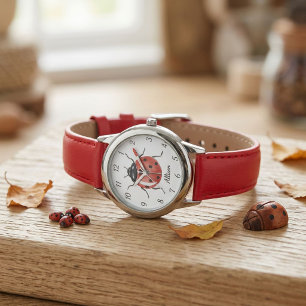 Fun Girls red Ladybug Kids  Watch