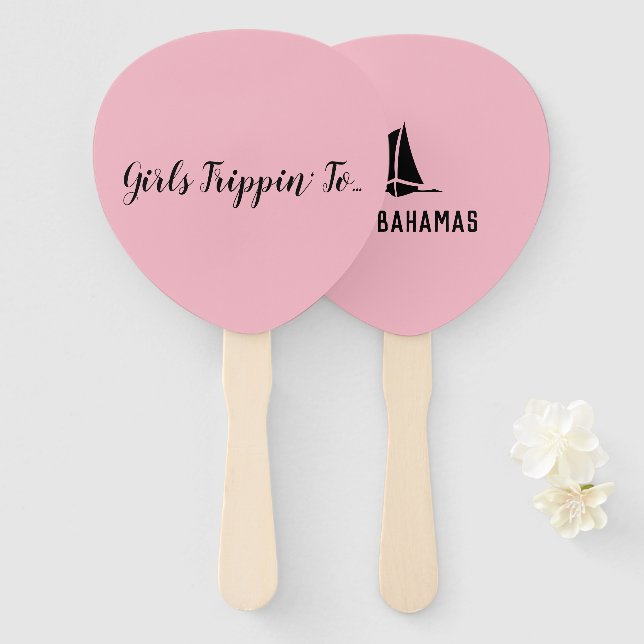 Fun Girls Trippin' to... Your Destination Hand Fan (Front and Back)