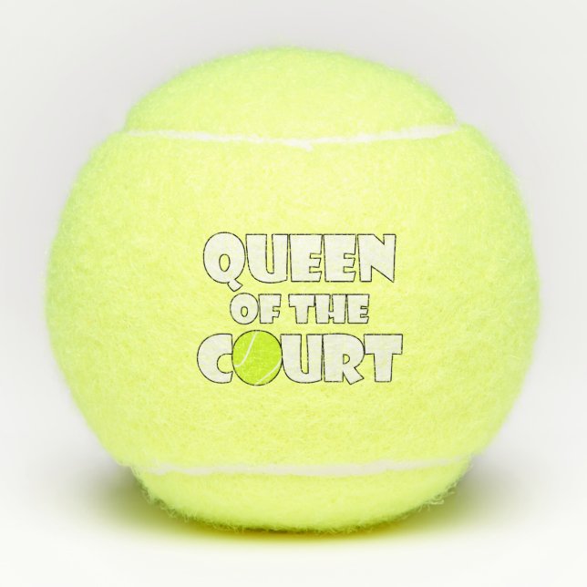Fun Girls/Women's Tennis Player Queen of the Court Tennis Balls (Front)