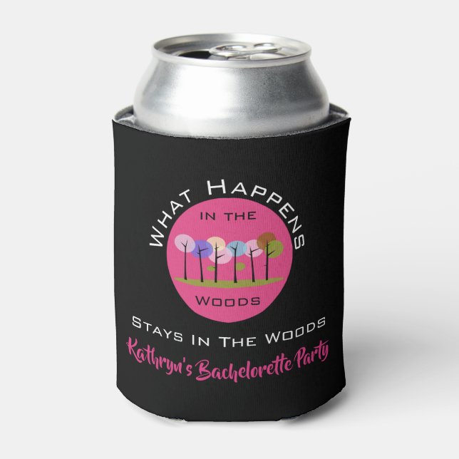 Fun Girl's Woodsy Weekend Personalized Can Cooler (Can Front)