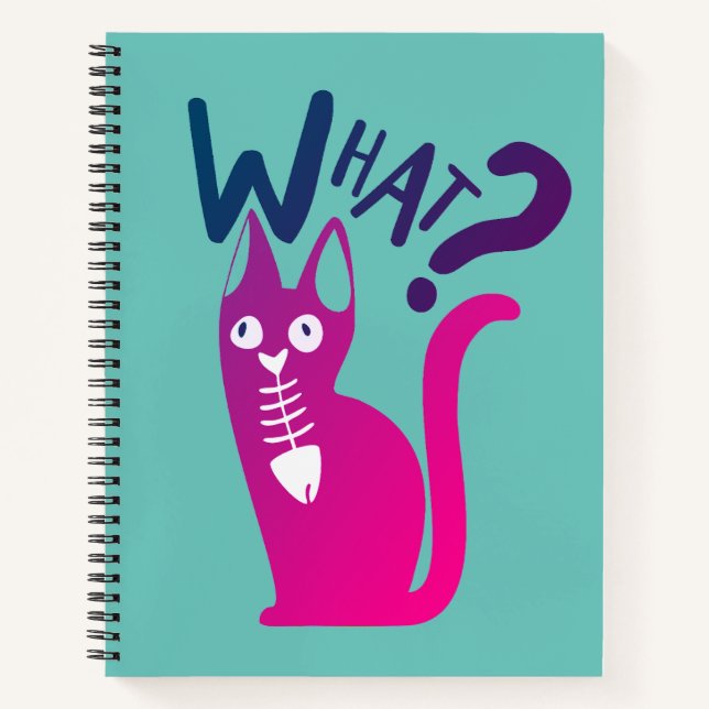 Fun Girly  Cat Joke Magenta Gradient Aqua Notebook (Front)
