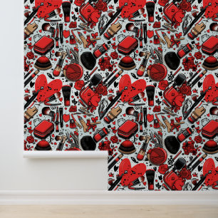 Fun girly makeup tiled pattern  wallpaper