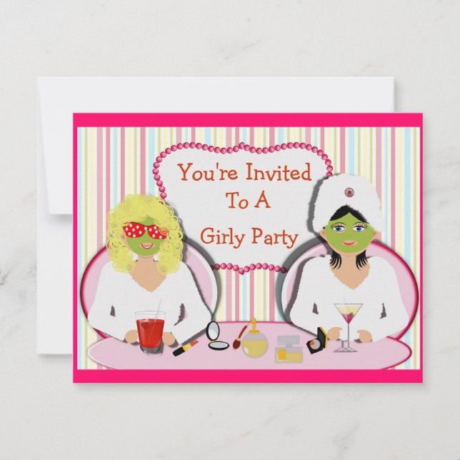 Fun Girly Pamper Party Theme Invitation (Front)
