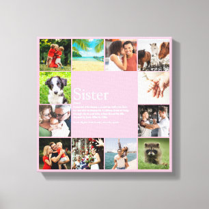 Fun Girly Pink Sister Definition Photo Collage  Canvas Print