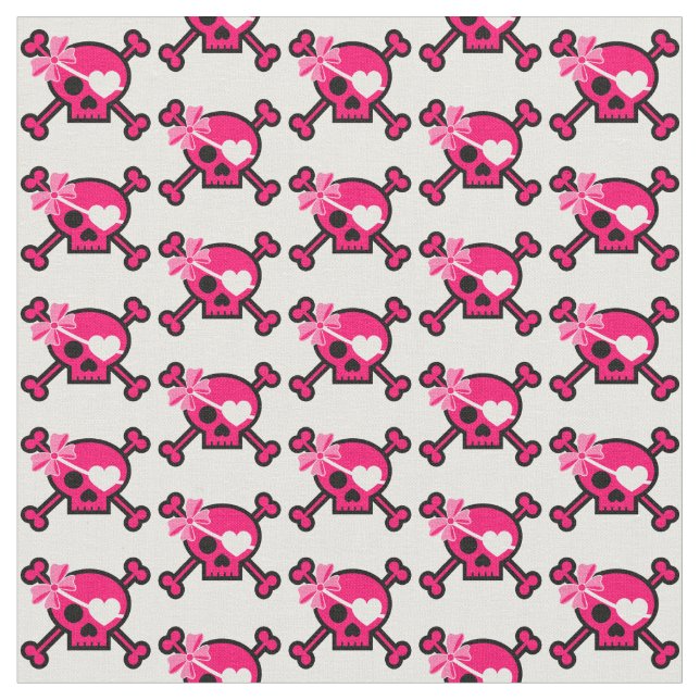 Fun Girly Skull Fabric (Close Up)
