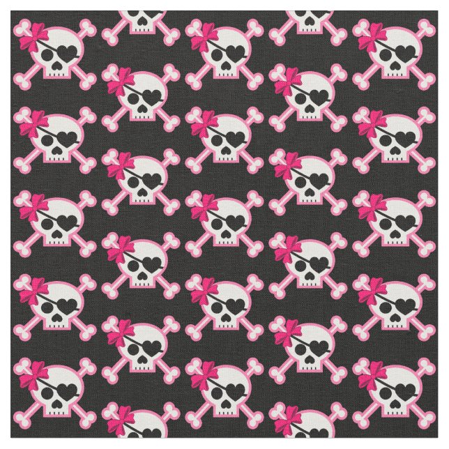 Fun Girly Skull Fabric (Close Up)