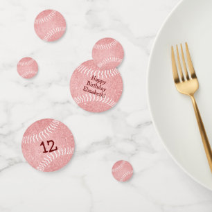 fun girly sports birthday pink softball baseball confetti