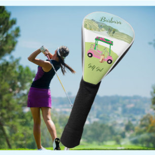 Fun Glam Golf Cart Scenic Personalized Name Head Cover