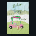 Fun Glam Golf Cart Scenic Personalized Name  Kitchen Towel<br><div class="desc">A touch of golf humour for the girl-friend in your life, who'll have fun with this one -- a glam golf cart for the golf lover who likes to play with style -- or just loves to play -- personalized with first name -- custom and unique. Or, get one for...</div>