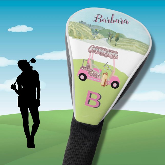 Fun Glam Golf Cart Scenic Personalized Two Colour Head Cover (Creator Uploaded)
