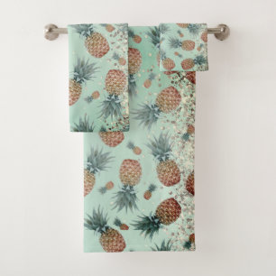 Fun Glittery Pineapples  Bath Towel Set