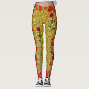 Fun glittery roses and hearts leggings