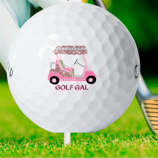 Fun Glitz Glam Rose Gold Diamond Cart Golf Gal Golf Balls (Creator Uploaded)