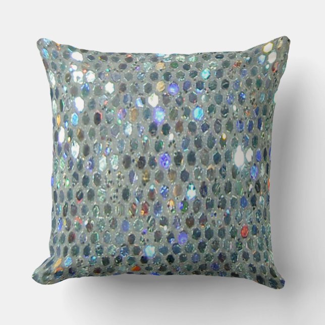 Fun Glitzy Glittery Sparkly Colourful Bling Throw Pillow (Front)