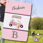 Fun Glitzy Golf Cart Monogram Name  Golf Towel<br><div class="desc">A touch of golf humour for the girl-friend in your life, who'll have fun with this one -- a glitzy golf cart for the golf lover who likes to play with style -- or just loves to play -- personalized with her monogram and first name. Or, get one for yourself...</div>