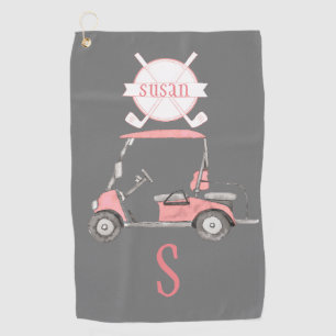 Fun Glitzy Golf Cart Monogram Name  Towel