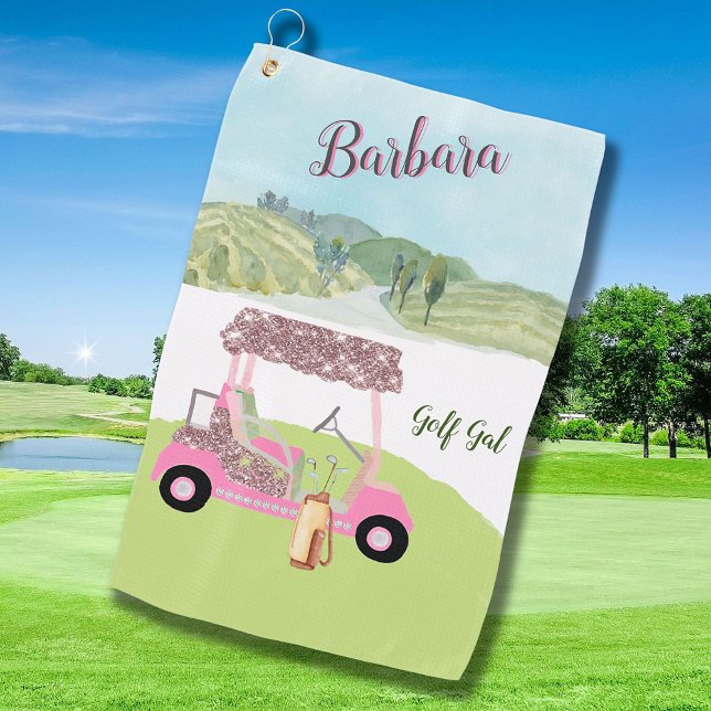 Fun Glitzy Golf Cart Scenic Personalized Two Colou Towel (Creator Uploaded)