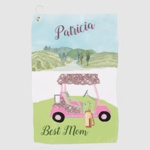 Fun Glitzy Golf Cart Scenic Personalized Two Colou Towel
