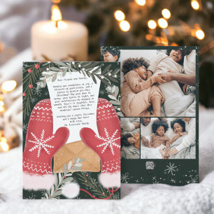 Fun gloves illustration Christmas family 3 photos Holiday Card