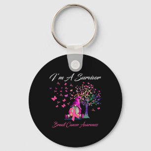 Fun Gnomes I'm A Survivor Breast Cancer Awareness  Keychain