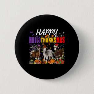 Fun Goats Mummy Pilgrim Santa Costume Happy Hallot 2 Inch Round Button