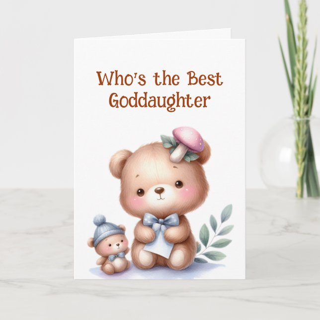 Fun Goddaughter Birthday Cute Teddy Bear Card (Front)