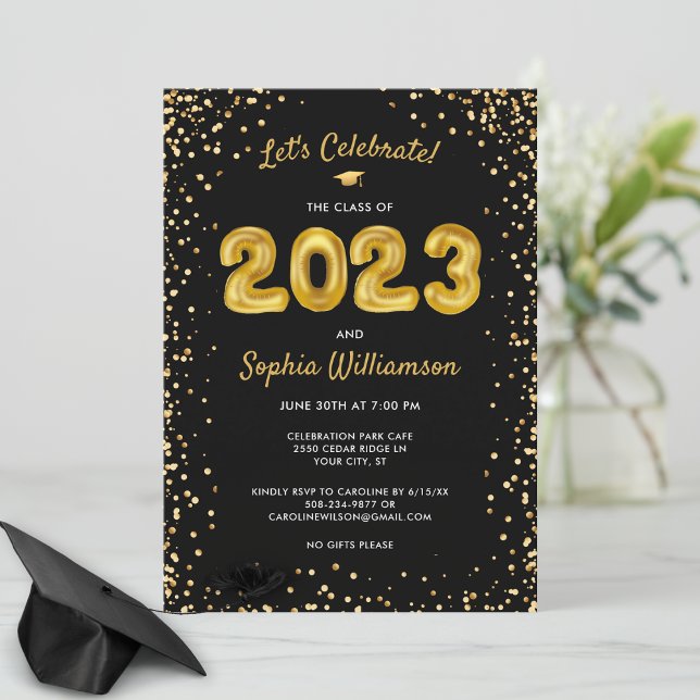 Fun Gold Balloons Class of 2023 Graduation Party   Invitation (Creator Uploaded)