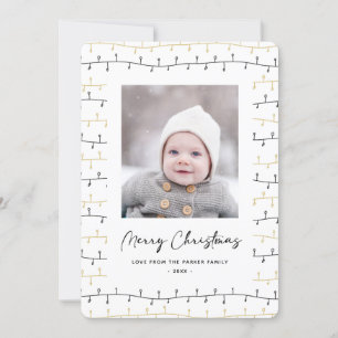 Fun Gold Black Christmas Ornaments Simple White Holiday Card
