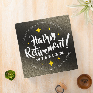 Fun Gold Glitter Stars Retirement New Adventures Binder