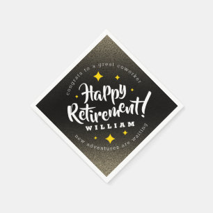 Fun Gold Glitter Stars Retirement New Adventures Napkin