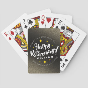 Fun Gold Glitter Stars Retirement New Adventures Playing Cards