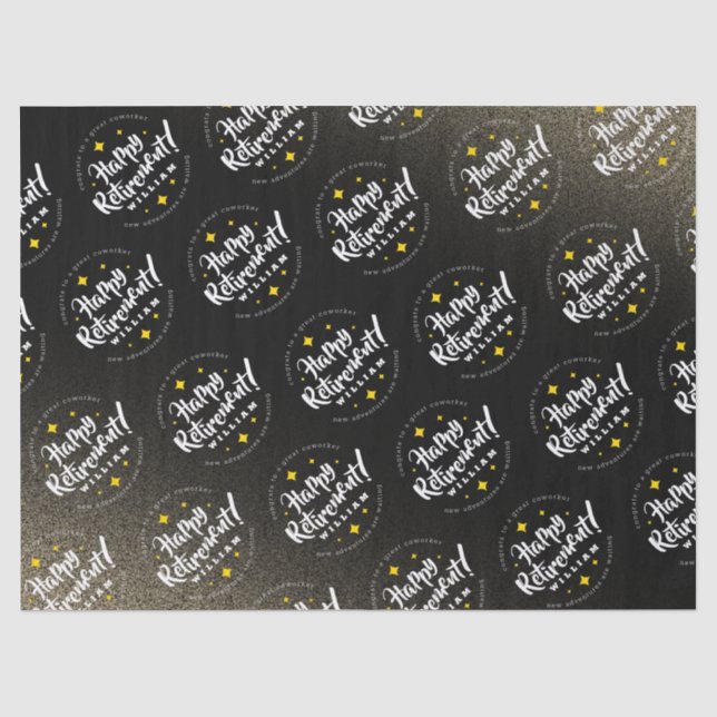 Fun Gold Glitter Stars Retirement New Adventures Tissue Paper (Front)