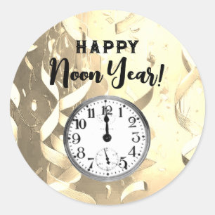 Fun Gold Noon Year's Eve Party Sticker