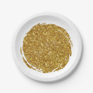 Fun gold sparkle glitter graffiti  paper plate
