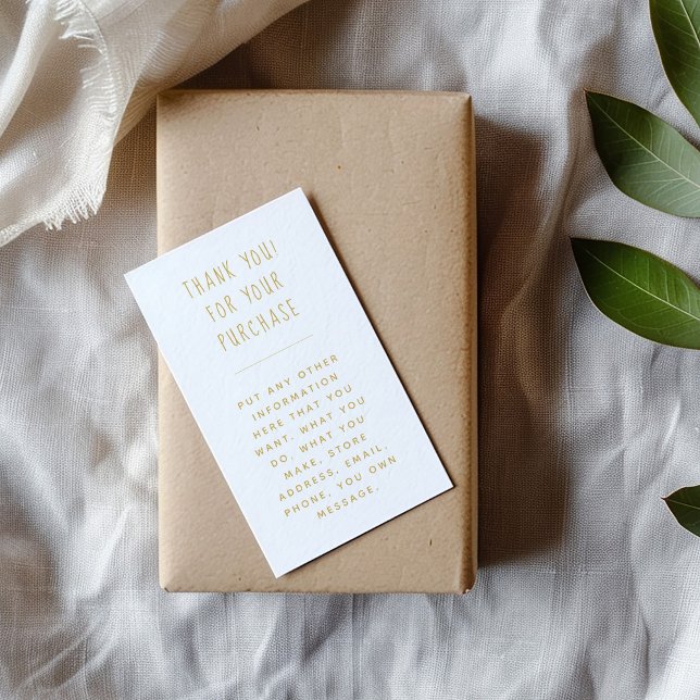 Fun gold text insert Card for customer orders. (Fun gold text enclosure card to say thank you to your customers and include in with their order.)