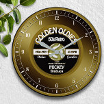 Fun Golden Oldies Vinyl 45 Record Personalized Large Clock<br><div class="desc">Fun,  personalized 50's retro music fan "Golden Oldies" personalized wall clock. Great gift idea for any music lover.</div>