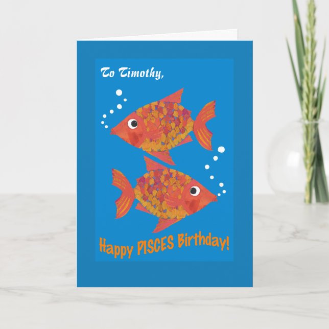 Fun Goldfish Pisces Carte d'anniversaire personnal (Devant)