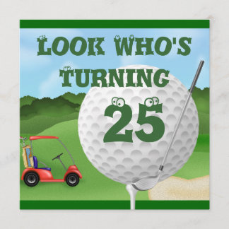Fun Golf 25th Birthday Invitations
