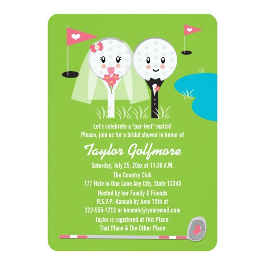 Fun Golf Ball and Tee Bride Groom Bridal Shower Card