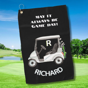 Fun Golf Cart Message Monogram Name Towel