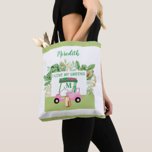 Fun Golf Cart Monogram Name Love Greens Tote Bag