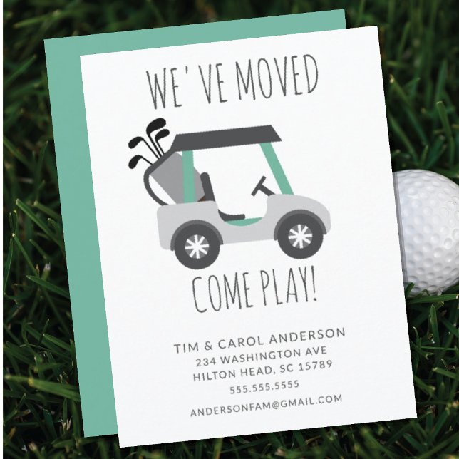 Fun Golf Cart Moving Announcement Card (Creator Uploaded)