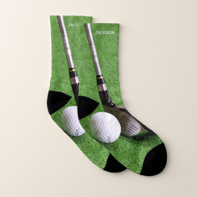 Fun Golf Club and Ball on Green Socks (Pair)
