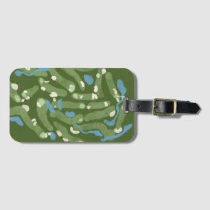 Fun golf course graphic on a luggage tag