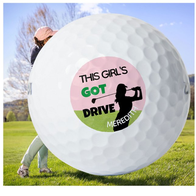 Fun Golf Gal Swing Got Drive Name Golf Balls (Creator Uploaded)