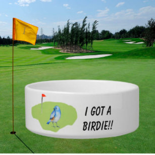Fun Golf Theme Personalized Cat Golf Birdie  Bowl