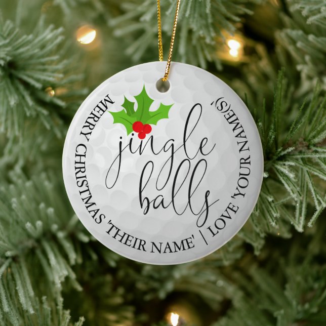 Fun Golfer Christmas Golf Gift Jingle Balls Ceramic Ornament (Tree)