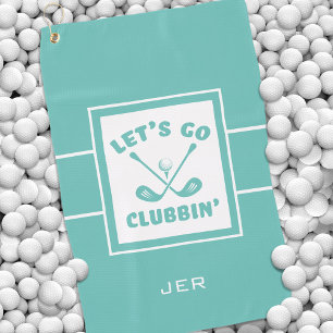 Fun Golfer Golf Modern Monogram Sports Teal Green Towel