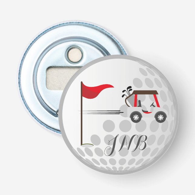 Fun Golfing Golf Cart Ball for Golfers Monogram Bottle Opener (Front)