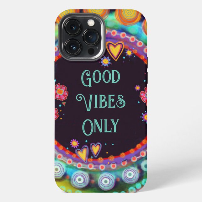 Fun “Good Vibes Only” Inspirivity Custom Quote iPhone Case (Back)